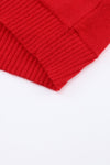 Red Merry Letter Embroidered High Neck Sweater-Tops-MomFashion