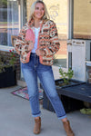 Pink Western Colorblock Snap Buttoned Sherpa Jacket-Outerwear-MomFashion