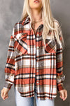 Orange Chest Pockets Flannel Plaid Shacket-Outerwear-MomFashion