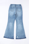 Sky Blue High Waist Buttoned Distressed Flared Jeans-Bottoms-MomFashion