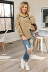 Khaki Quilted Button Front Funnel Neck Jacket-Outerwear-MomFashion