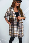 Pink Plaid Button Up Lapel Jacket-Outerwear-MomFashion