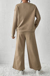 Khaki Ultra Loose Textured 2pcs Slouchy Outfit-Loungewear-MomFashion