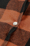 Brown Turn-down Collar Plaid Shirt Coat-Outerwear-MomFashion