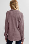 Purple Button Flap Pocket Ribbed Knit Shacket-Outerwear-MomFashion