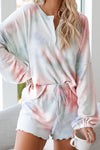 Orange Tie Dye Knit Lounge Set-Loungewear-MomFashion