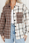 Brown Mixed Plaid Soft Oversized Shirt-Tops-MomFashion