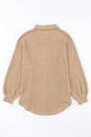 Khaki Waffle Knit Button Up Casual Shirt-Tops-MomFashion