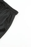 Black Satin Pocketed Drawstring Elastic Waist Pants-Bottoms-MomFashion