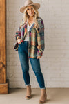 Multicolor Brushed Checked Western Buttoned Jacket-Outerwear-MomFashion