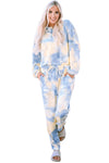 Multicolor Tie Dye Henley Top and Drawstring Pants Outfit-Loungewear-MomFashion