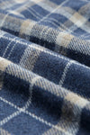 Blue Plaid Pattern Sherpa Lined Hooded Shacket-Outerwear-MomFashion