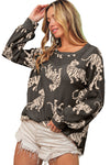 Lively Tiger Print Casual Sweatshirt-Tops-MomFashion