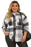 Gray Plus Size Checkered Button-Up Shacket-Plus Size-MomFashion