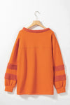 Carrot Fleece Patchwork Side Slits High Low Sweatshirt-Tops-MomFashion