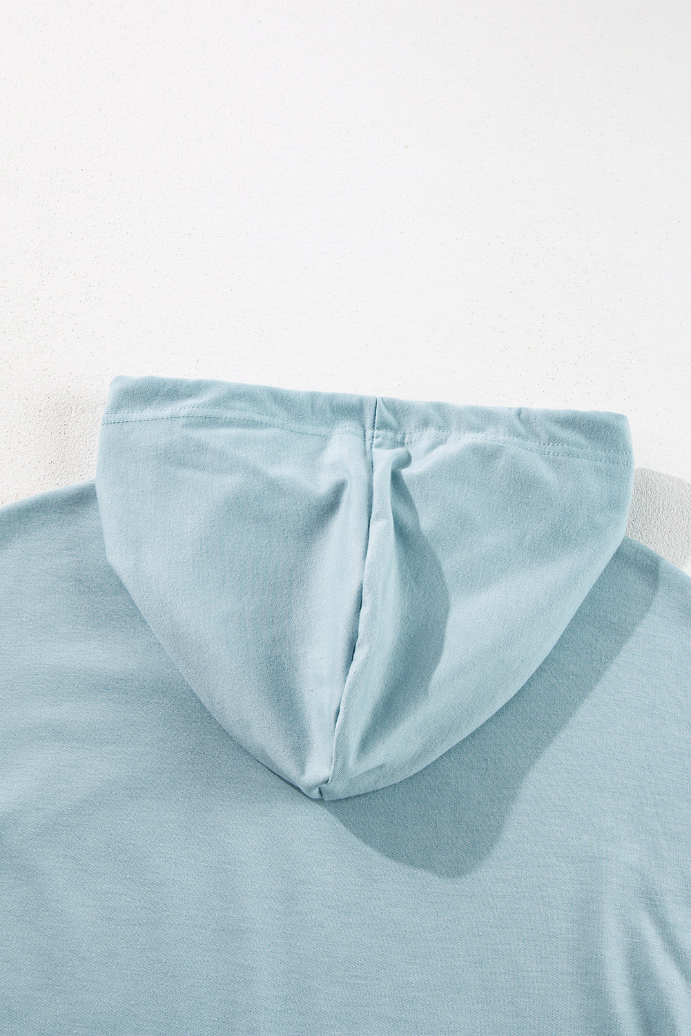 Iceland Blue Solid Ruffled Hem Loose Fit Tunic Hoodie-Tops/Sweatshirts & Hoodies-MomFashion