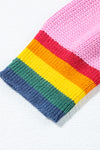 Bonbon Merry & Bright Colorful Stripes Trim Sweater-Tops-MomFashion