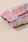 Pink Plaid Flap Pocket Flannel Shacket-Outerwear-MomFashion