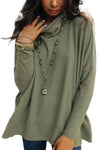 Jungle Green Cowl Neck Shift Tunic Top-Tops-MomFashion