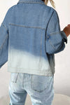 Sky Blue Contrast Washed Gradient Denim Jacket-Outerwear-MomFashion