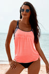 Pink Printed Lined Tankini Swimsuit-Swimwear-MomFashion