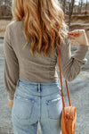 U Neck Textured Long Sleeve Top-Tops-MomFashion