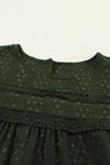 Blackish Green Lace Eyelet Ruffle Shoulder Long Sleeve Blouse-Tops-MomFashion