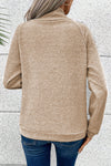 Apricot Asymmetric Buttons Detail High Neck Textured Sweatshirt-Tops-MomFashion