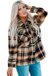 Orange Geometric Plaid Print Pocketed Shacket-Outerwear-MomFashion