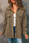 Turn Down Collar Buttoned Shirt Jacket-Outerwear-MomFashion