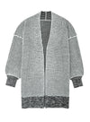 Gray Plaid Knitted Long Open Front Cardigan-Tops-MomFashion