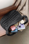 Black Quilted Zipper Large Shoulder Bag-Shoes & Bags-MomFashion