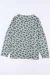 Leopard Animal Print Stitching Loose Long Sleeve Top-Tops-MomFashion