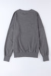 Gray Drop Shoulder Ribbed Trim Oversized Sweatshirt-Tops-MomFashion