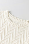 White Textured Knit Button Decor Pullover Sweater-Tops-MomFashion