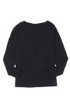 Black Solid Color Patchwork Long Sleeve Top-Tops-MomFashion