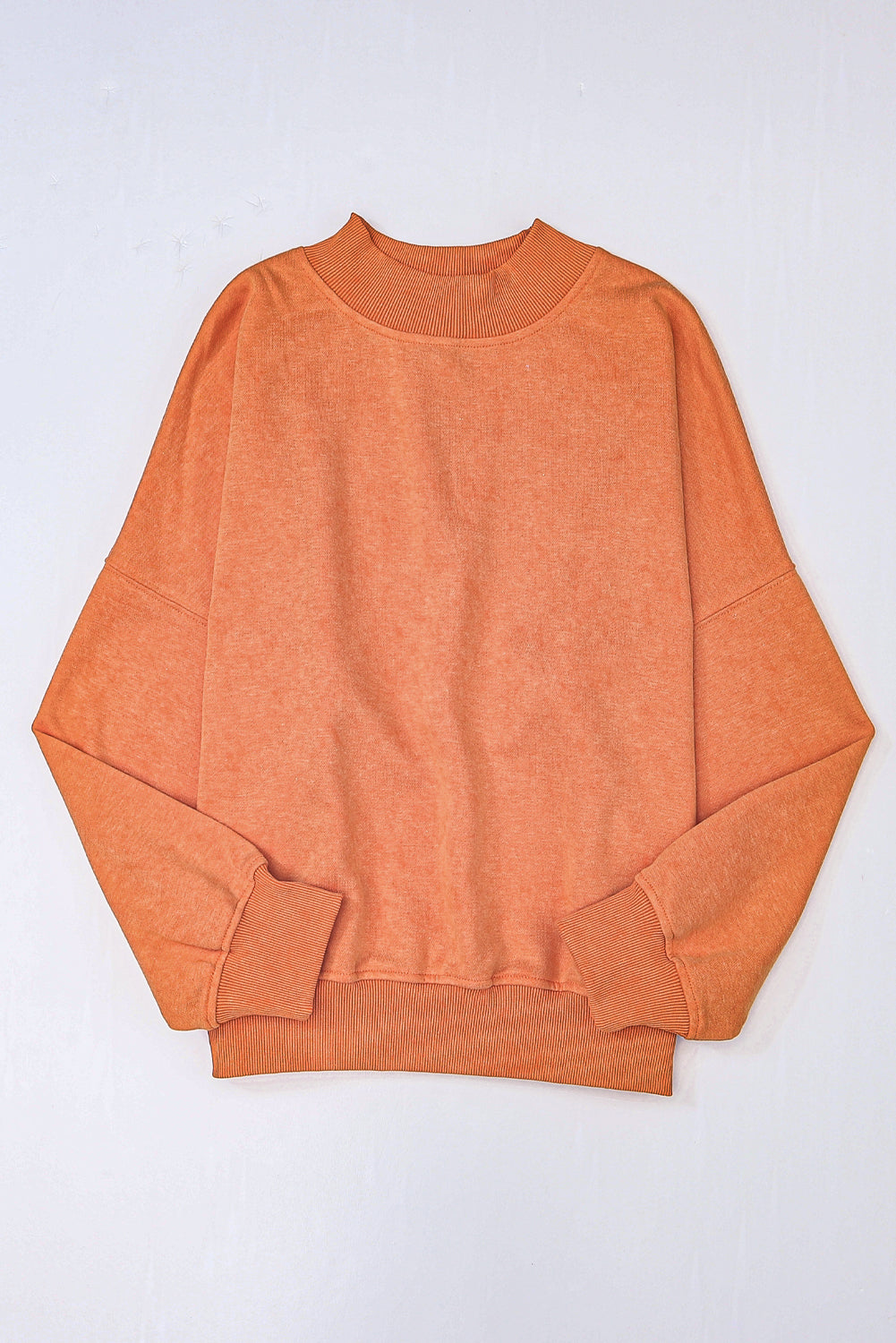 Orange Drop Shoulder Crew Neck Pullover Sweatshirt-Tops-MomFashion