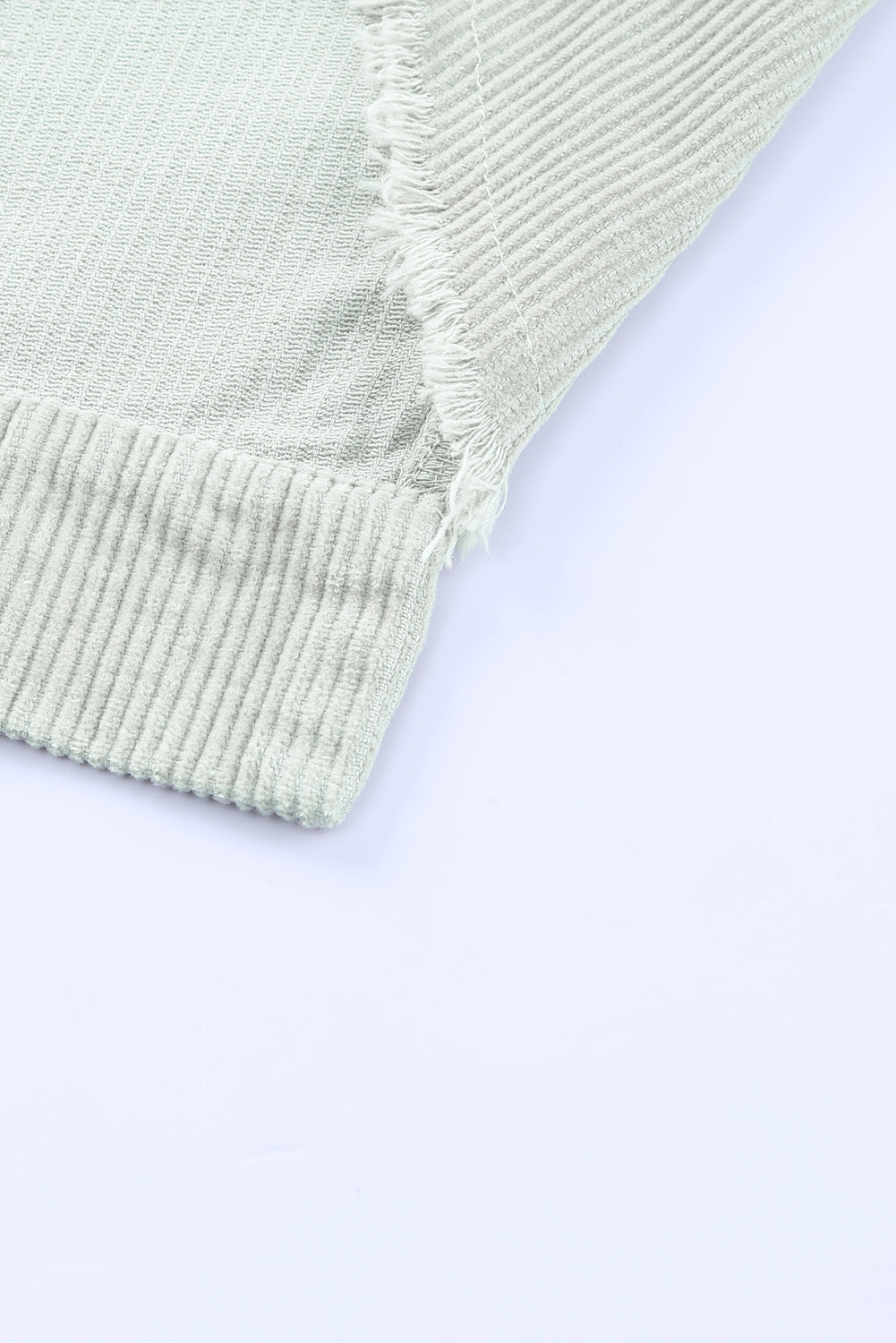 Sky Blue Raw Hem Flap Pockets Cropped Corduroy Jacket-Outerwear-MomFashion