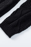 Black Hollow-out Openwork Knit Cardigan-Tops-MomFashion