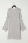 Gray Oversized Fold Over Sleeve Sweater Cardigan-Tops-MomFashion