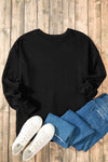 Black Solid O Neck High Low Hem Pullover Sweatshirt-Tops/Sweatshirts & Hoodies-MomFashion