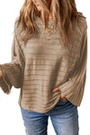 Brown Exposed Seam Ribbed Knit Dolman Top-Tops-MomFashion