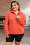 Orange O-ring Zipper Pocketed Plus Size Sweatshirt-Plus Size-MomFashion