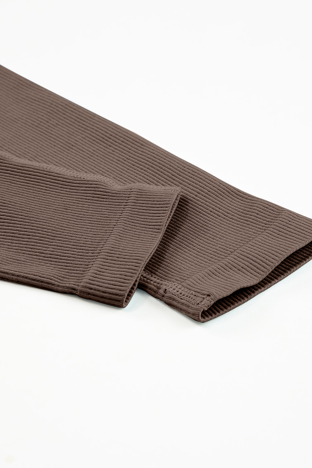 Brown Ribbed Knit 3pcs Sports Set-Activewear-MomFashion