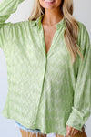 Laurel Green Textured Side Split Casual Shirt-Tops-MomFashion