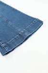 Blue High Waist Seam Stitching Pocket Flare Jeans-Bottoms-MomFashion