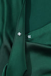 Blackish Green Satin Surplice V Neck Knot Blouse-Tops-MomFashion