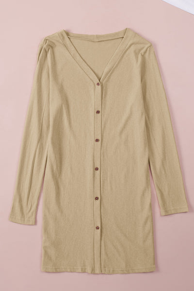 Solid Color Open-Front Buttons Cardigan-Tops-MomFashion