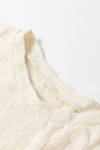 Beige Solid Textured Thumbhole Sleeve Top-Tops-MomFashion