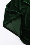 Blackish Green Mock Neck Puff Sleeve Velvet Blouse-Tops-MomFashion